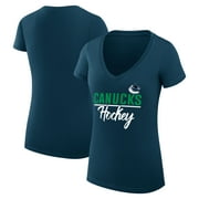 Women's G-III 4Her by Carl Banks Navy Vancouver Canucks Graphic Fitted T-Shirt